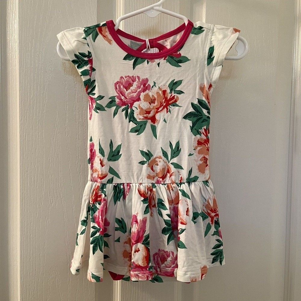 Free Birdees Peonies Twirling Bodysuit Dress Bamboo Girls Size 3-6 Months NWT